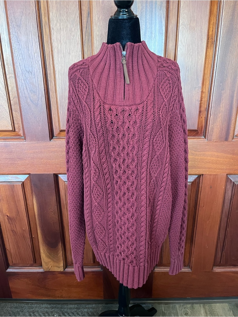 LL BEAN Signature Mens Fisherman’s Cable Knit Sweater 1/4 Zip Large NWT $129